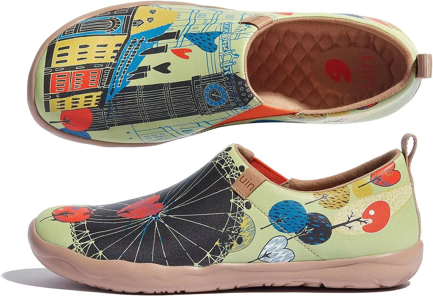 UIN Women's Artistic Design Slip-On Microfiber PU Shoes Stylish Comfortable Casual Loafers Lightweight Everyday Travel Footwear