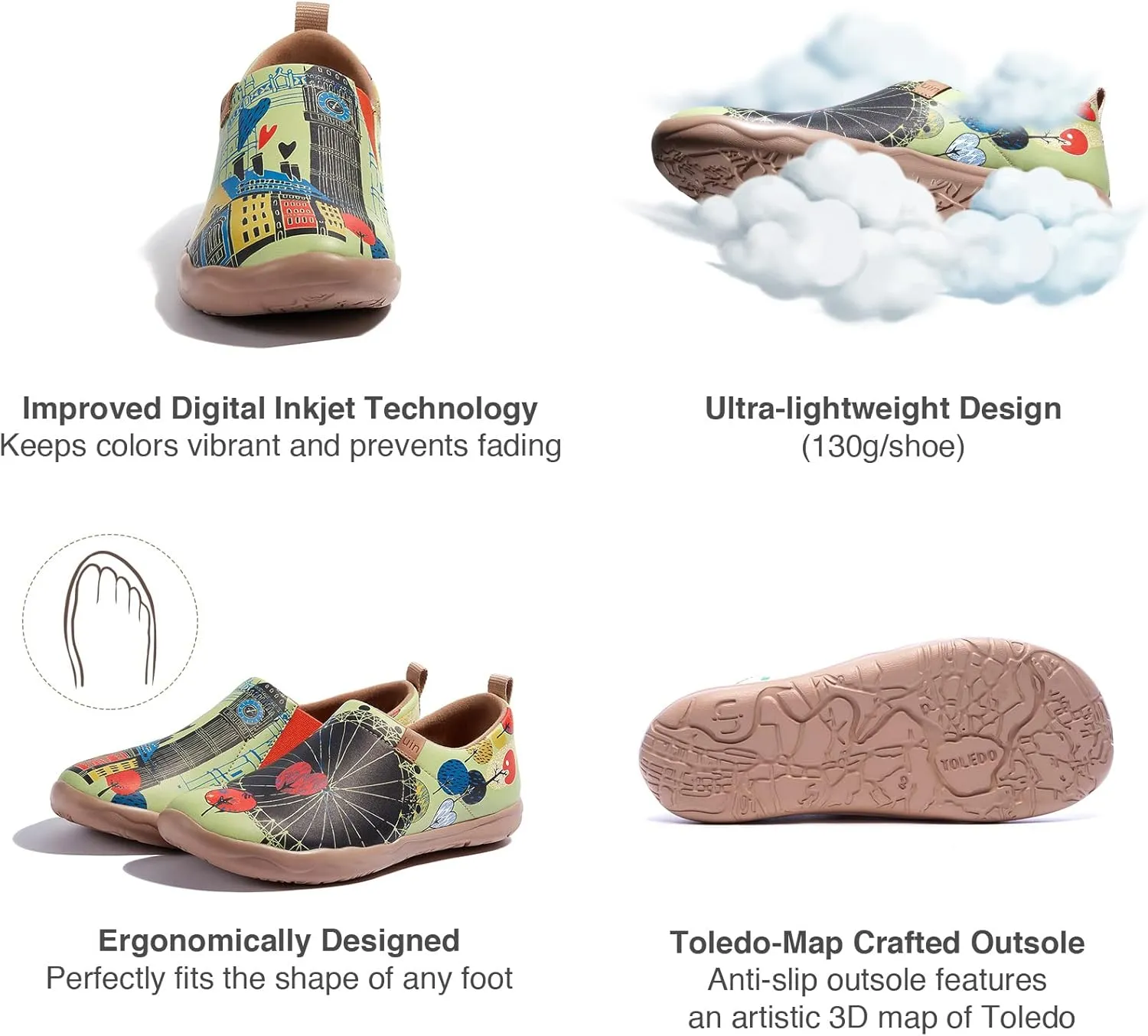 UIN Women's Artistic Design Slip-On Microfiber PU Shoes Stylish Comfortable Casual Loafers Lightweight Everyday Travel Footwear