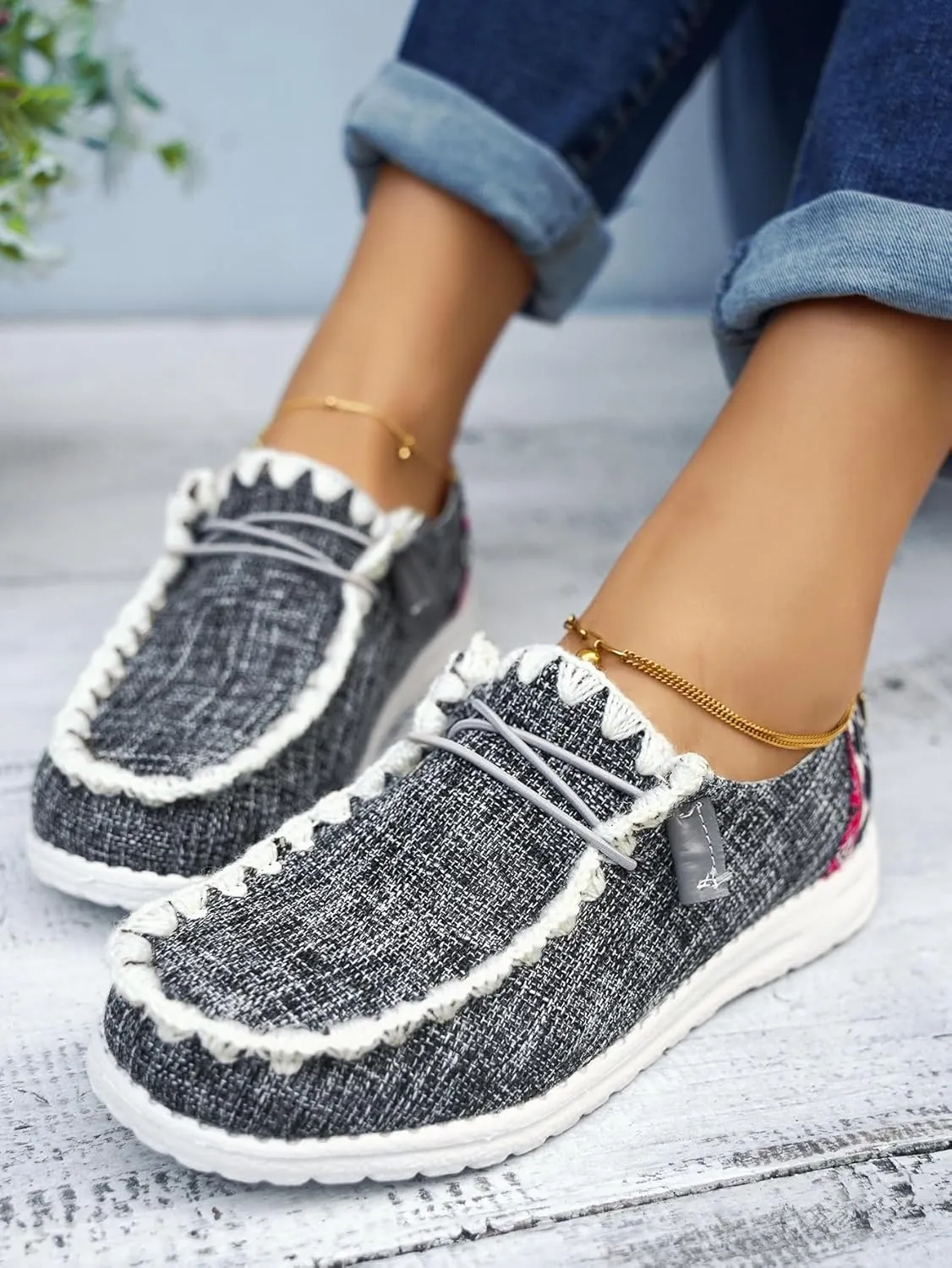 Unisex-Adult Aztec Comfort Canvas Loafers Sneakers Lightweight Boat Shoes Easy Slip-On Deck Shoes Elastic Lace-Up Non-Slip Flat Drving Shoes Breathable Walking Shoes for Men Women, Brown/Khaki/Black