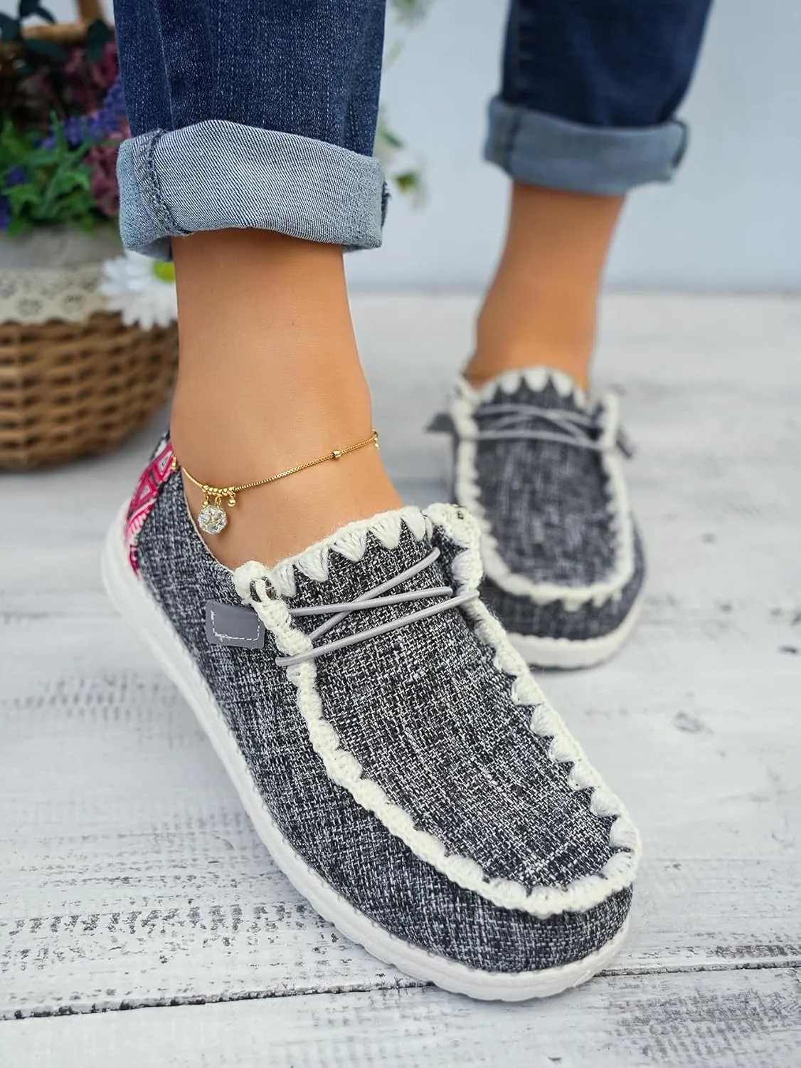 Unisex-Adult Aztec Comfort Canvas Loafers Sneakers Lightweight Boat Shoes Easy Slip-On Deck Shoes Elastic Lace-Up Non-Slip Flat Drving Shoes Breathable Walking Shoes for Men Women, Brown/Khaki/Black