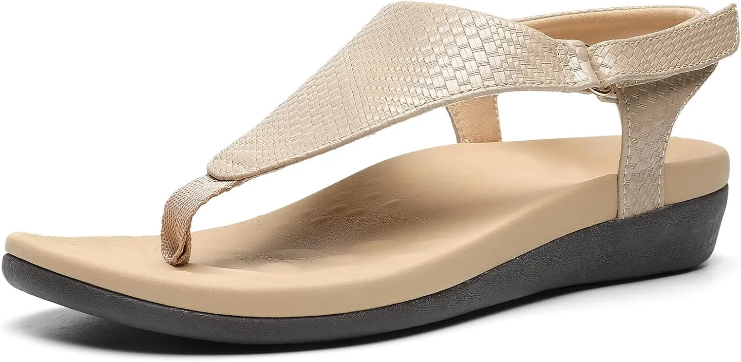UTENAG Womens Arch Support Sandals Orthotic Adjustable Thong Flip Flops Shoes
