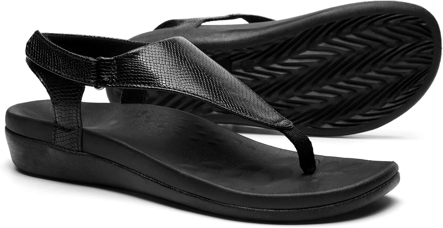 UTENAG Womens Arch Support Sandals Orthotic Adjustable Thong Flip Flops Shoes