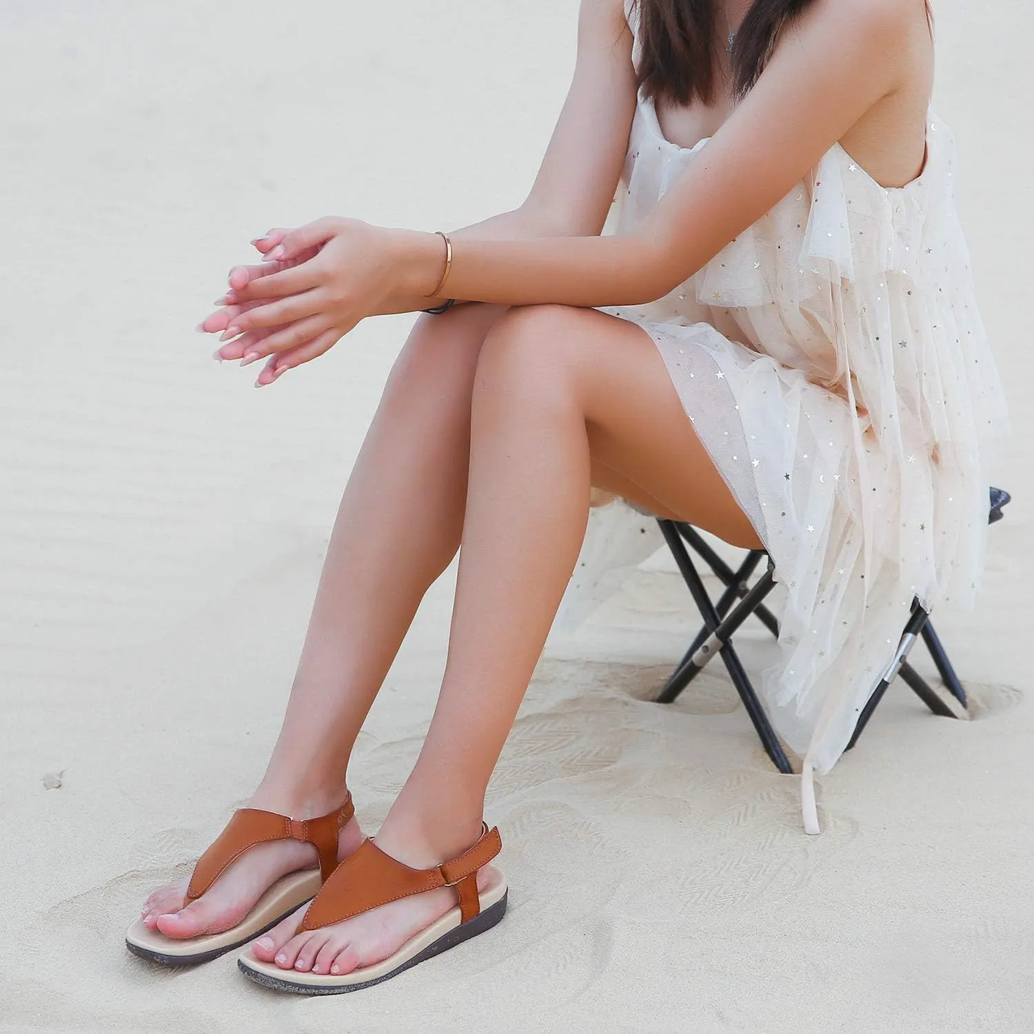 UTENAG Womens Arch Support Sandals Orthotic Adjustable Thong Flip Flops Shoes