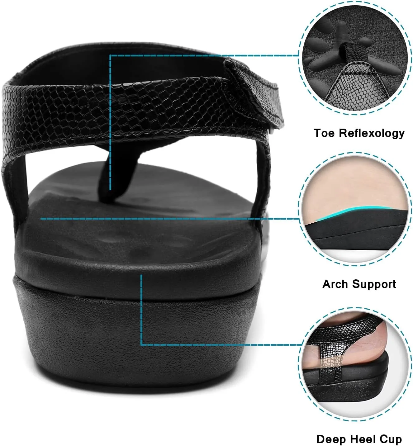 UTENAG Womens Arch Support Sandals Orthotic Adjustable Thong Flip Flops Shoes