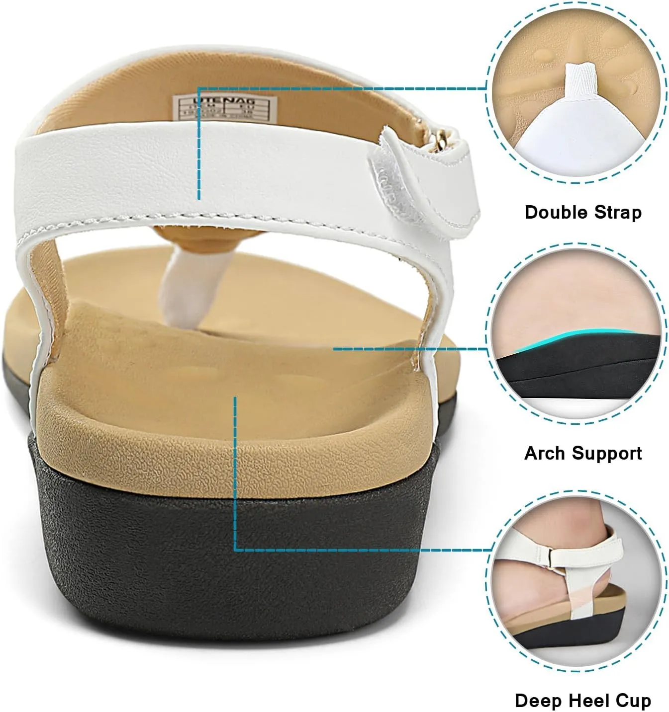 UTENAG Womens Arch Support Sandals Orthotic Adjustable Thong Flip Flops Shoes