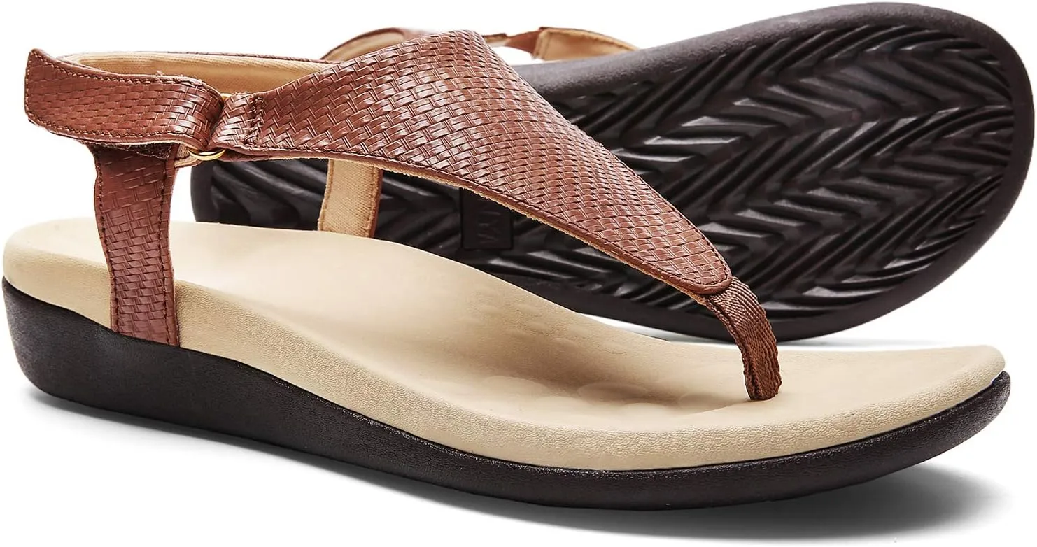 UTENAG Womens Arch Support Sandals Orthotic Adjustable Thong Flip Flops Shoes