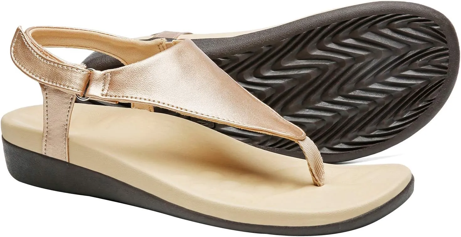 UTENAG Womens Arch Support Sandals Orthotic Adjustable Thong Flip Flops Shoes