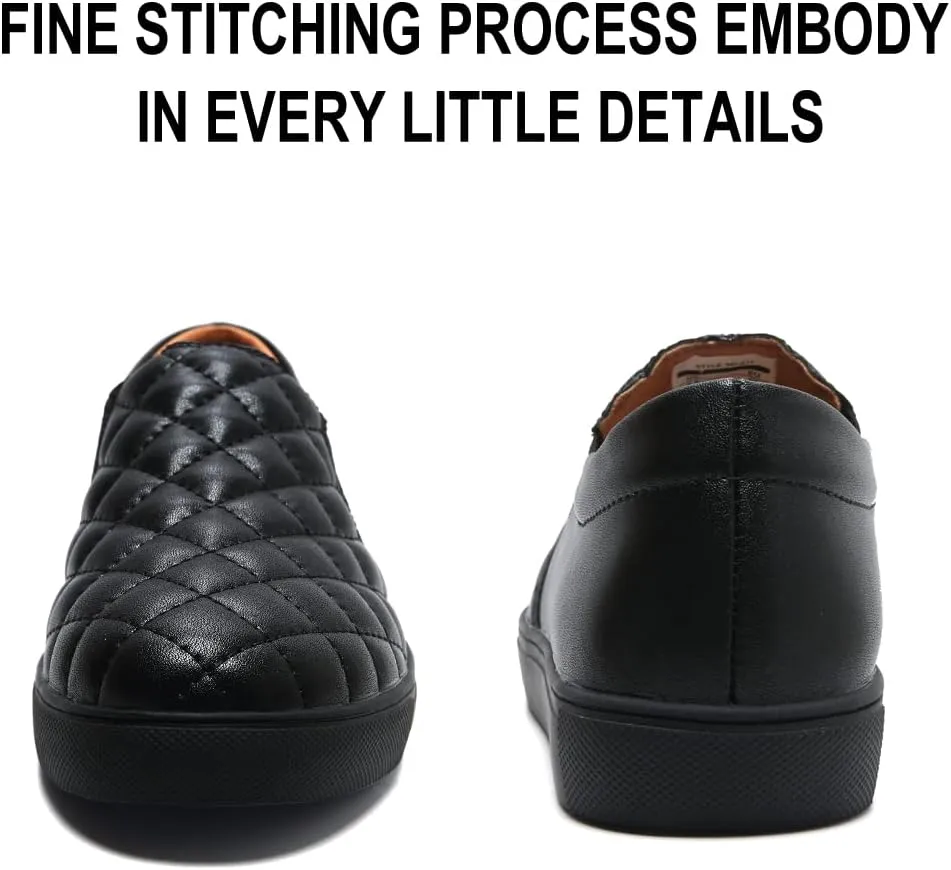 VOCNTVY Womens Loafers Comfort Casual Quilted Leather Slip On Sneakers