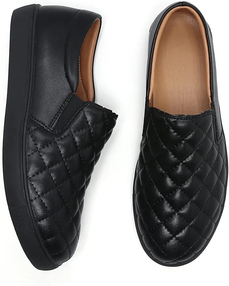 VOCNTVY Womens Loafers Comfort Casual Quilted Leather Slip On Sneakers