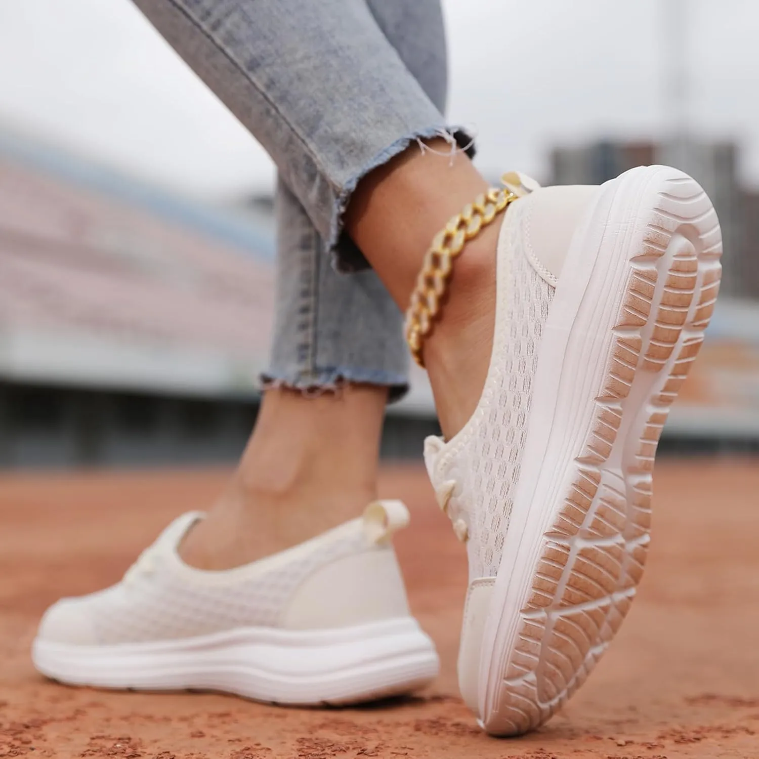 Walking Shoes for Women Soft Sole Mesh Comfort Orthopedic Shoes Breathable Slip-On Sneakers with Arch Support Lightweight Casual Non-Slip Sports Workout Gym Shoe for Daily Wear