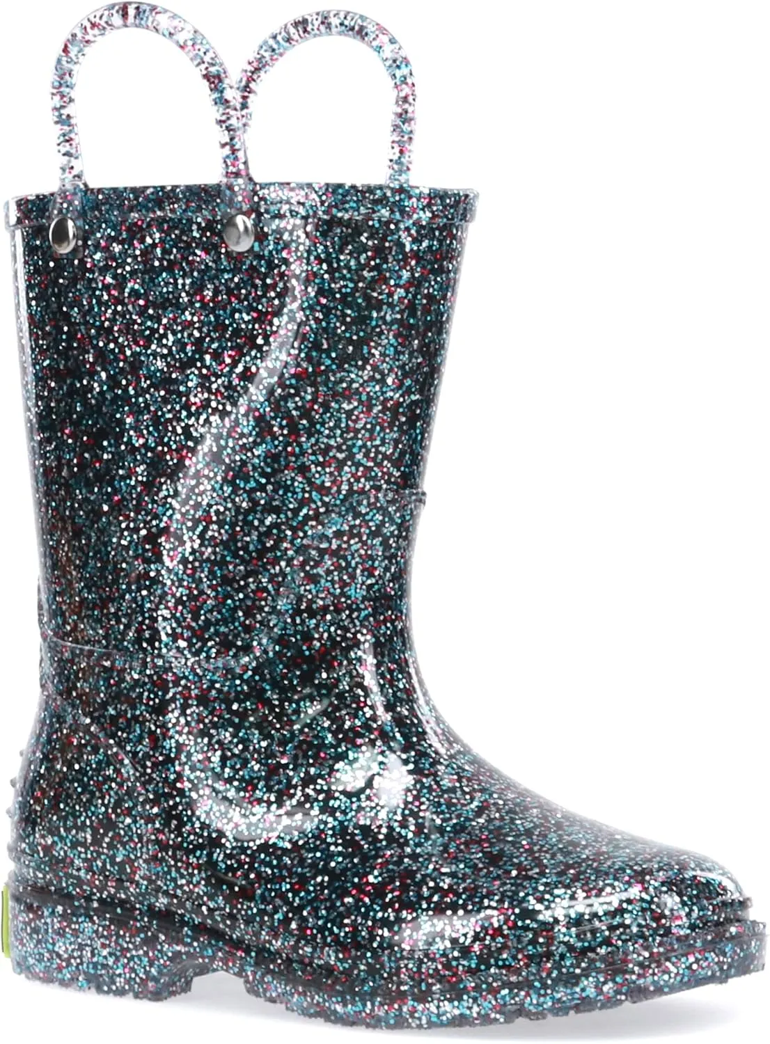 Western Chief Girl's Glitter Waterproof Rain Boot with Easy Pull on Handles, Perfect Lightweight Rain Boots for Kids