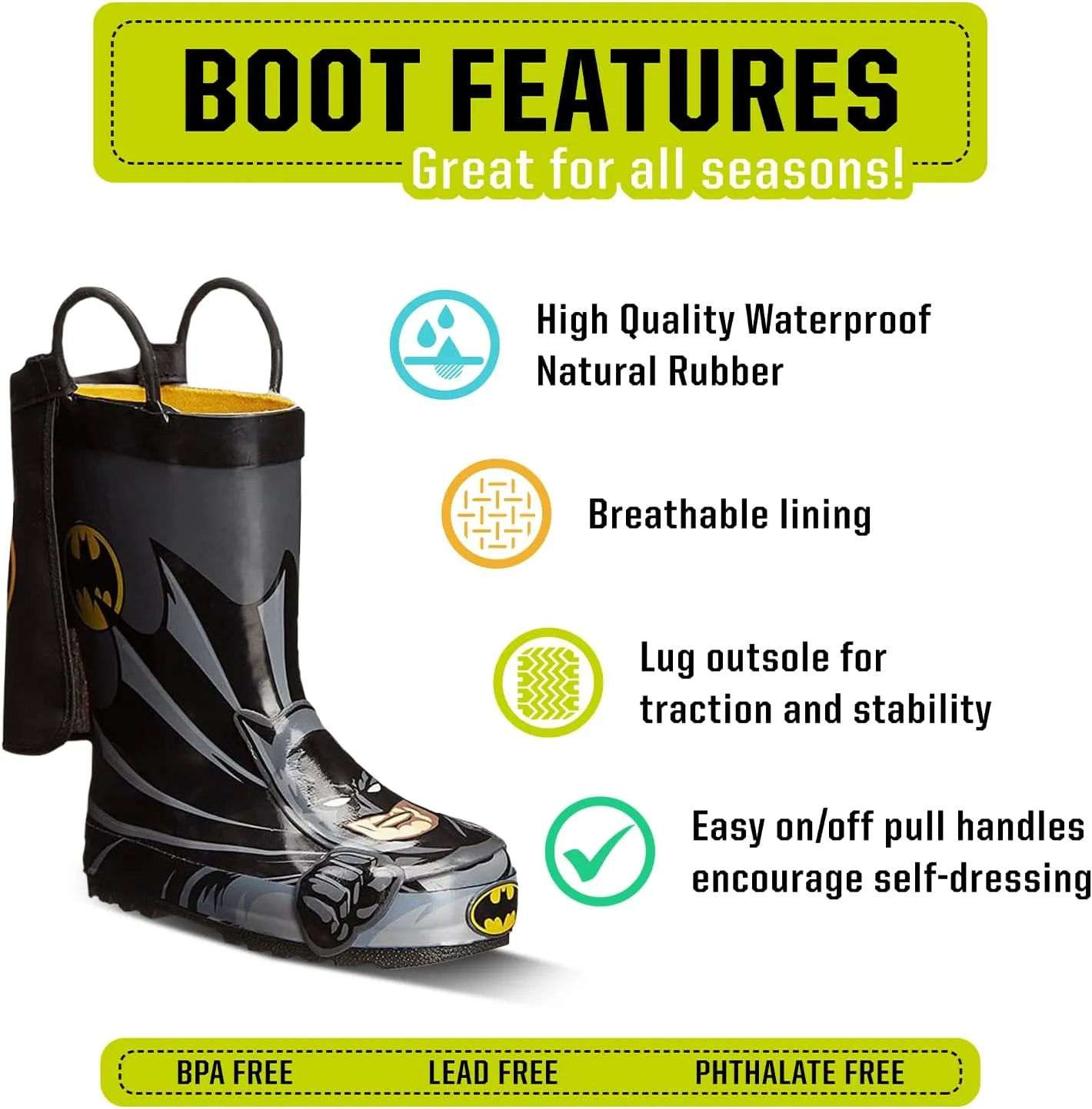 Western Chief Rain Boots with Pull on Handles for Toddlers and Kids - Premium Waterproof Boots for Boys and Girls