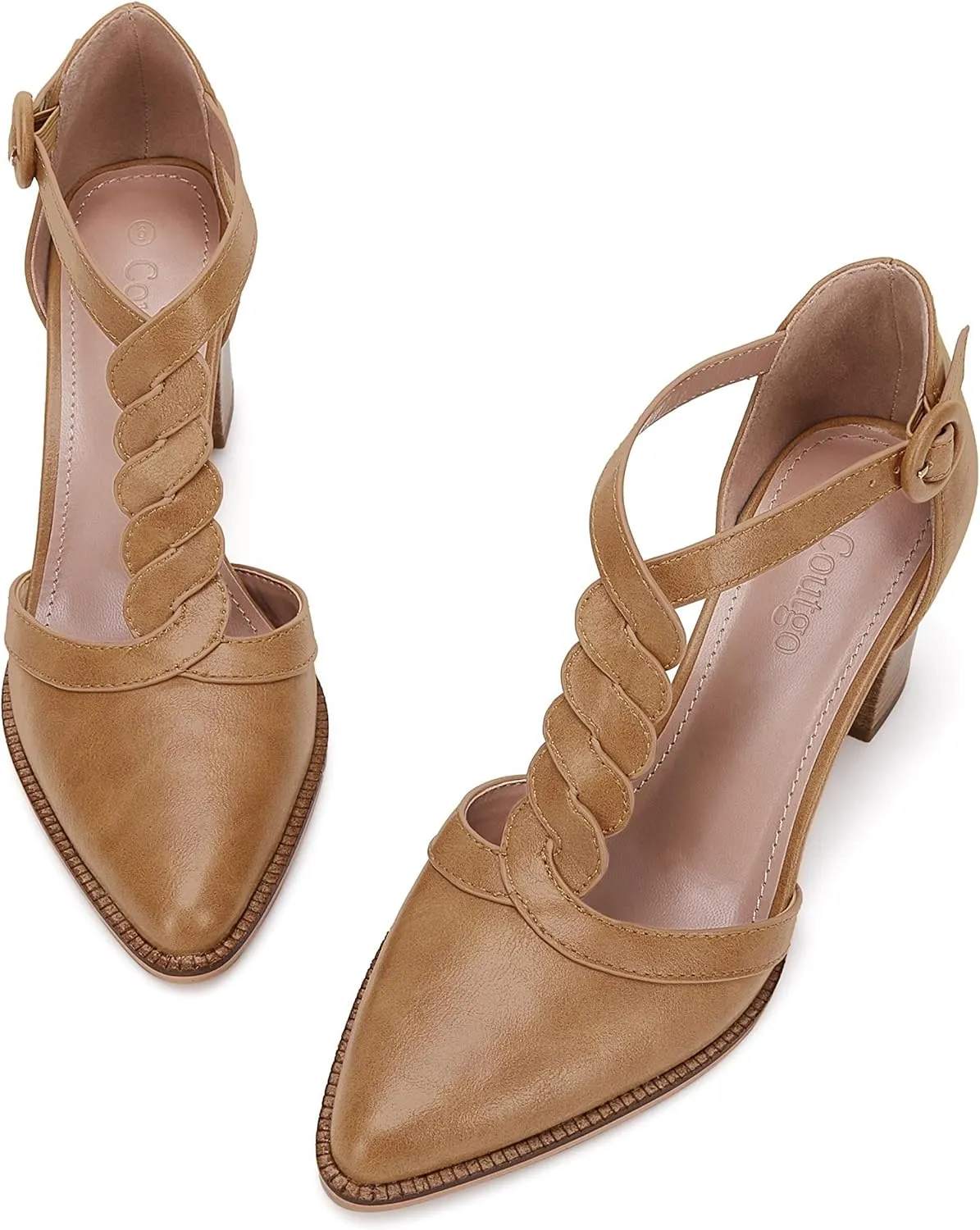 Womens Block Chunky Heels T Strap Dress Shoes Closed Toe Stacked Heeled Pumps Sandals
