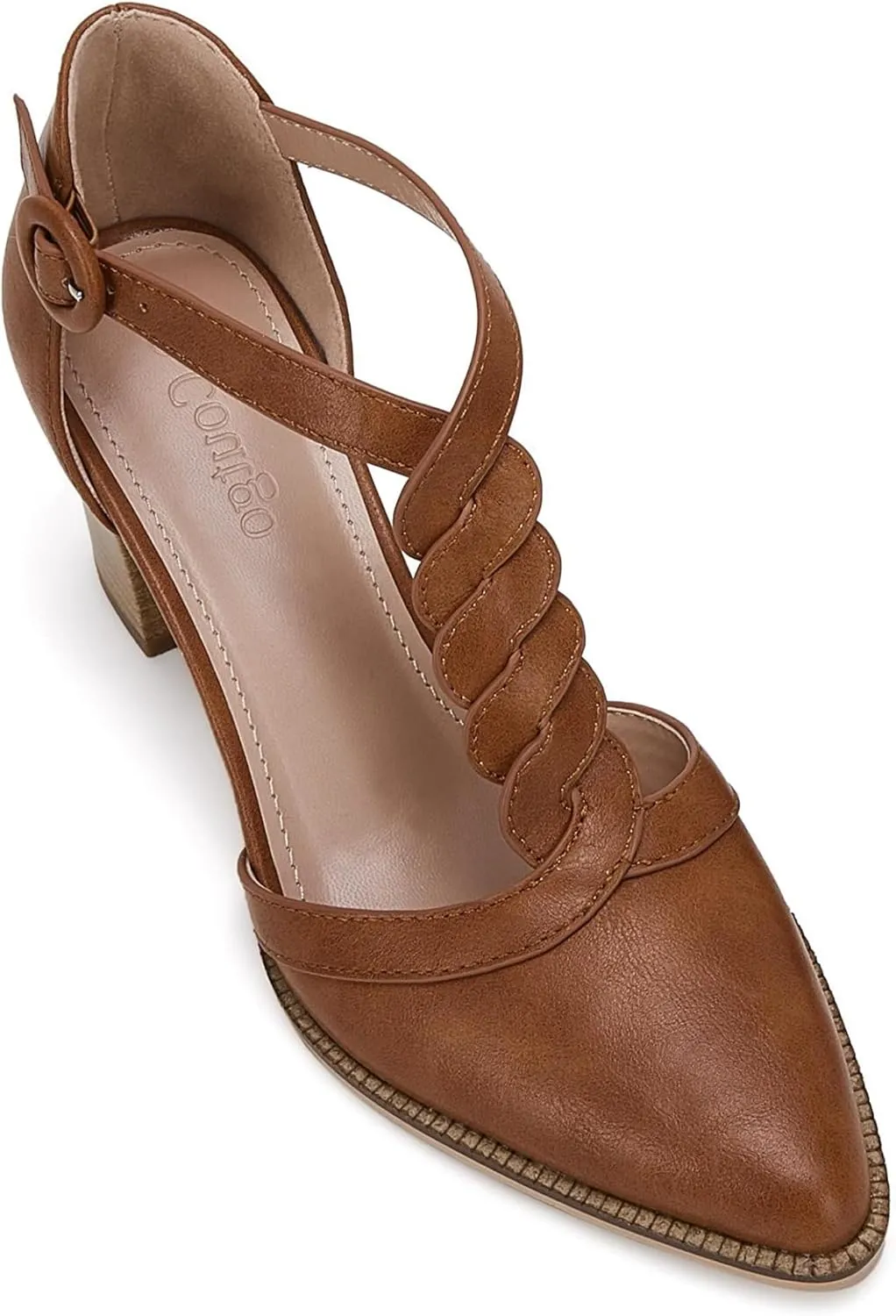 Womens Block Chunky Heels T Strap Dress Shoes Closed Toe Stacked Heeled Pumps Sandals