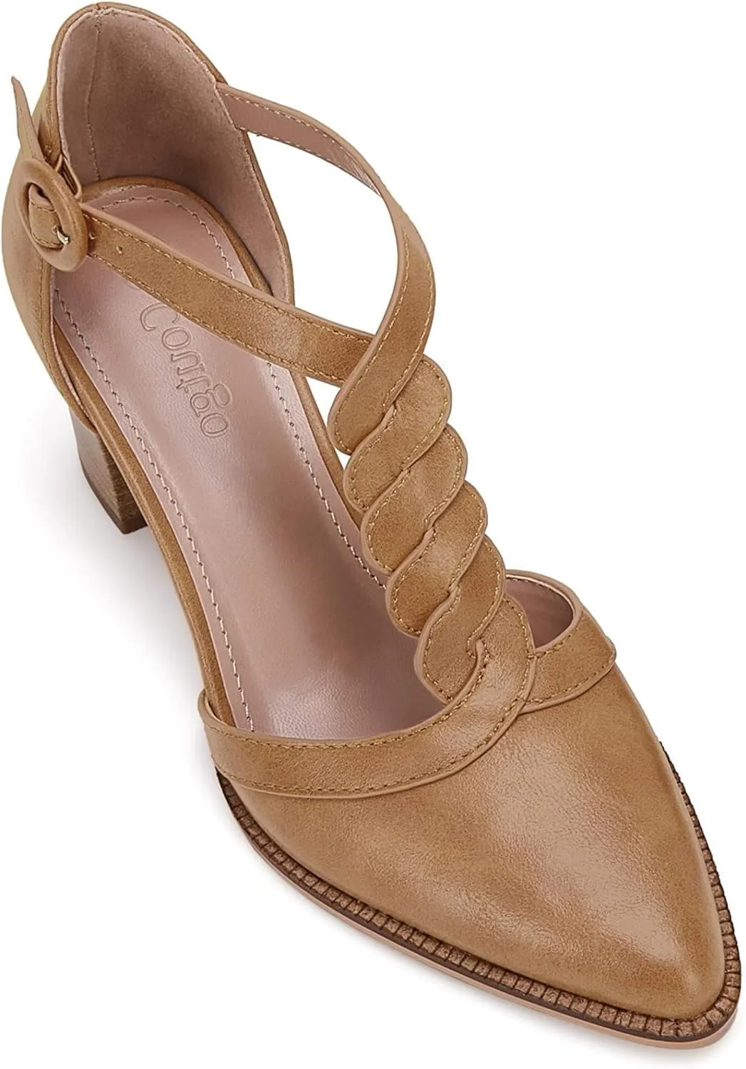 Womens Block Chunky Heels T Strap Dress Shoes Closed Toe Stacked Heeled Pumps Sandals
