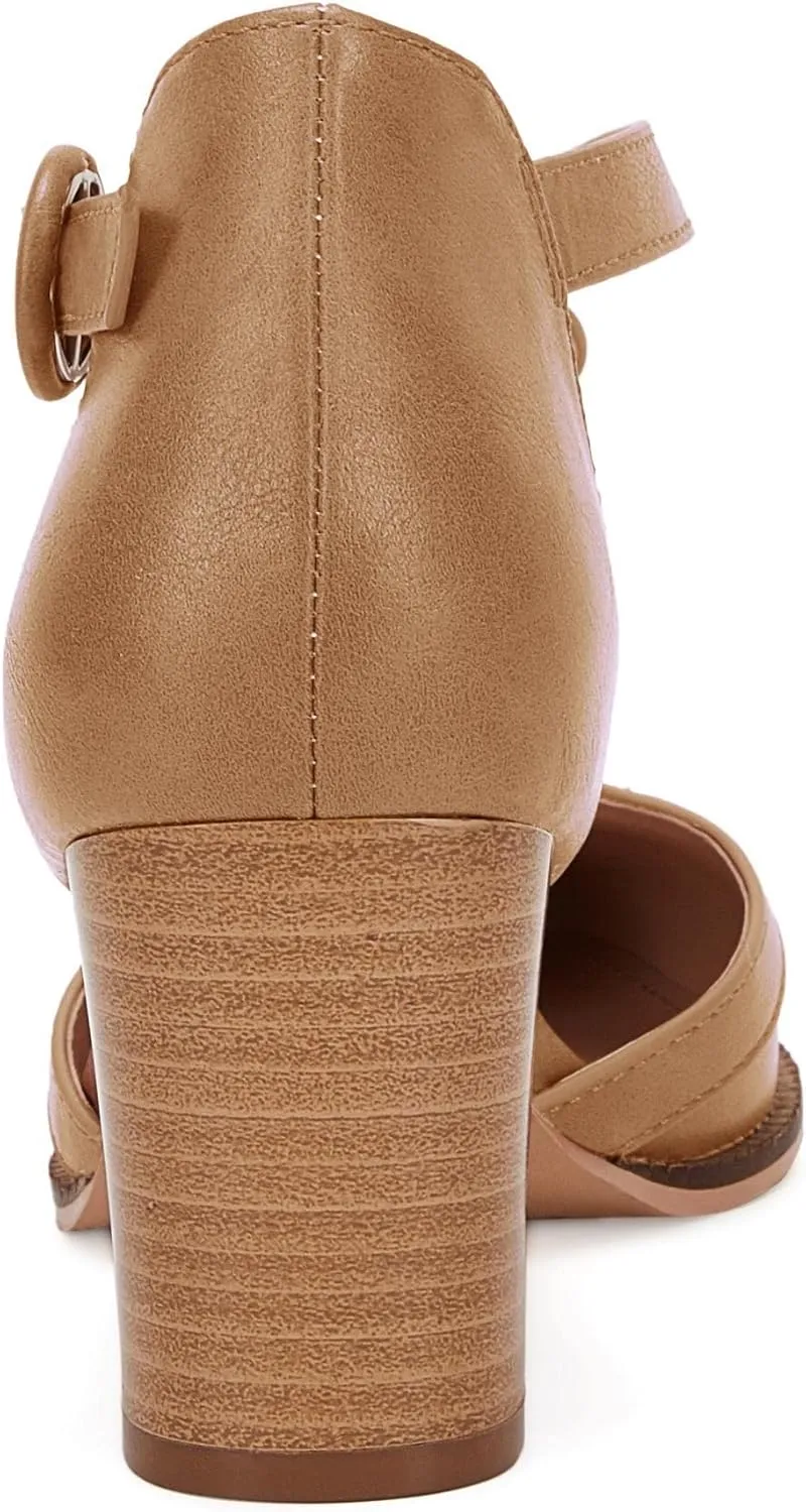 Womens Block Chunky Heels T Strap Dress Shoes Closed Toe Stacked Heeled Pumps Sandals