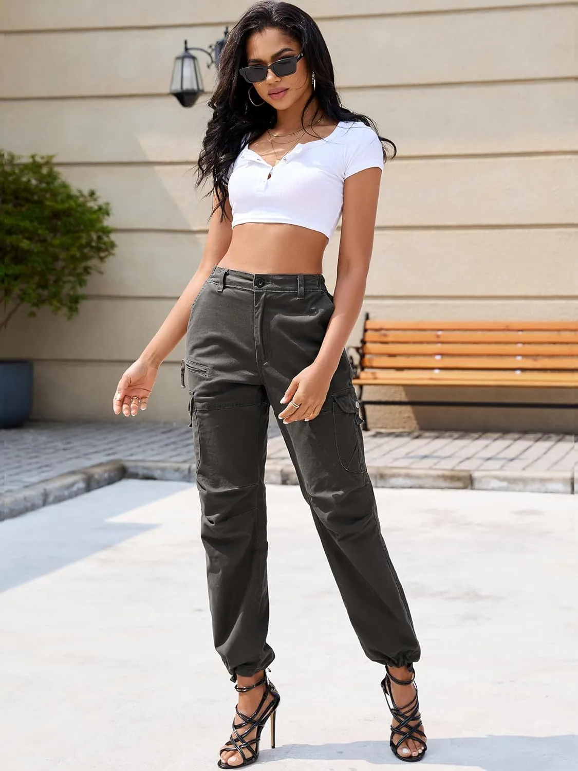Women's Cargo Pants Casual Streetwear Cotton Travel Work Outdoor Pants with 7 Pockets Combat Military Tactical