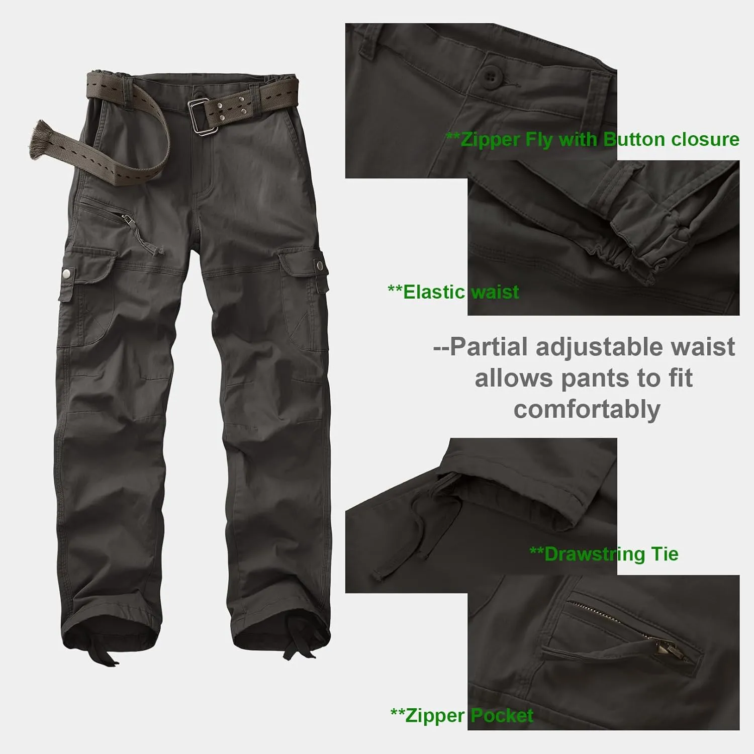 Women's Cargo Pants Casual Streetwear Cotton Travel Work Outdoor Pants with 7 Pockets Combat Military Tactical