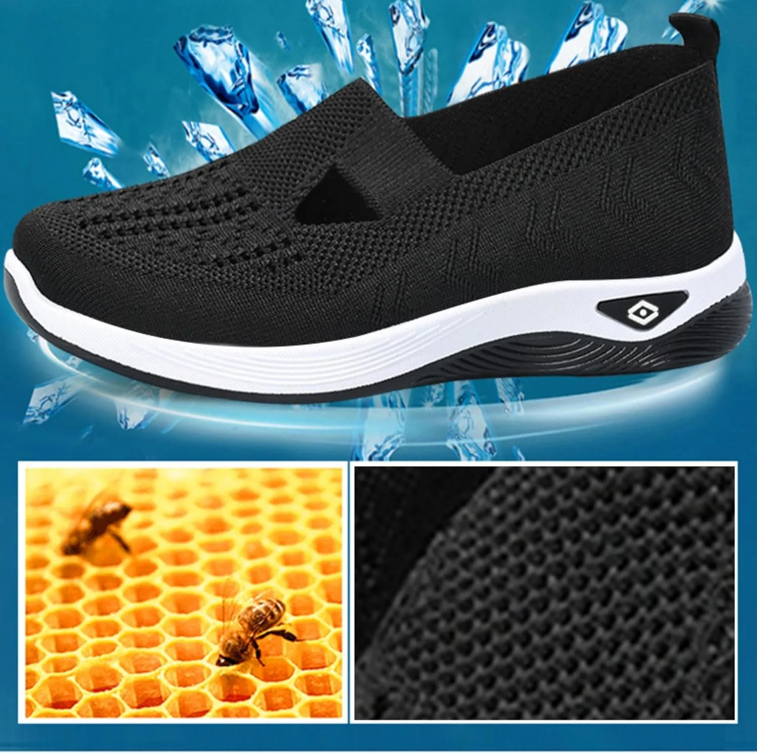 Women's Casual Sneakers – Lightweight & Breathable Mesh Slip-On Walking Shoes, Easy to Wear, Anti-Slip Sole, Perfect for Work, Travel & Everyday Comfort