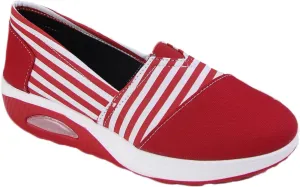 Women's Comfort Striped Slip-On Sneakers, Round Toe Low Top All-Season Comfort Loafer, Classic Casual Washable Shoes