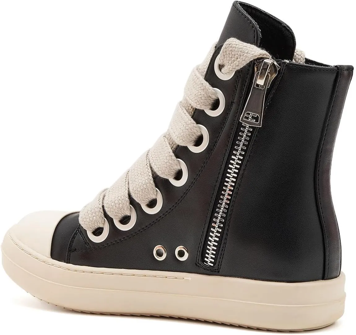 Womens High Top Sneakers Jumbo Lace-up Platform Comfort Trainers Thick Soles Walking Casual Shoes