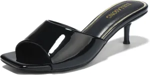 Women's Kitten Heels Sandals Low Heels Slip On Slides 2 Inch Heeled Square Open Toe Sandals for Women