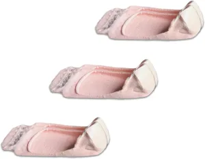 Women's No Show Non Slip Sock Liner Inserts for Loafers and Slip-Ons, Shoe Socks with Odor-Relief Silver Technology, Rose, Large (US: 9-11.5), Pack of 3