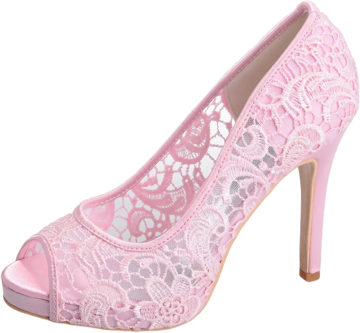 Womens Peep Toe Platform Heels Wedding High Heel Sandals Unique Dress Party Bride Lace Slip On