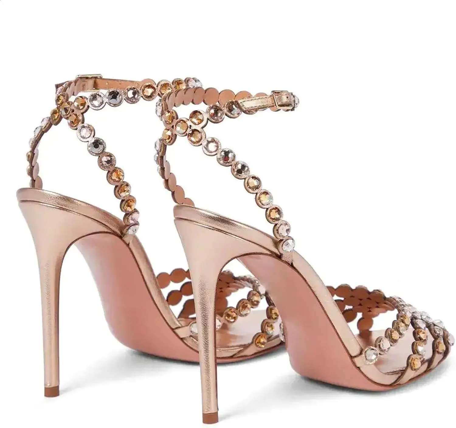 Women's Plus Size Sandals, Round Toe Rhinestone Comfort