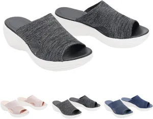 Women's Sandals Women's Casual Mesh Knit Sandals Outdoor Garden Wide Walking Slippers Solid Color Breathable Open Toe Slip-On Slippers