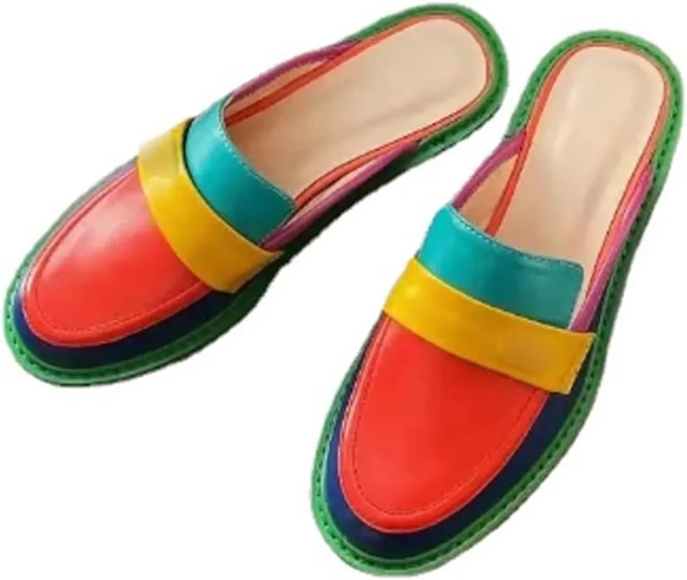 Womens Slippers Fashion Women’s Shoes Slides Casual Slip on Outside Slippers Mixed Color Flats