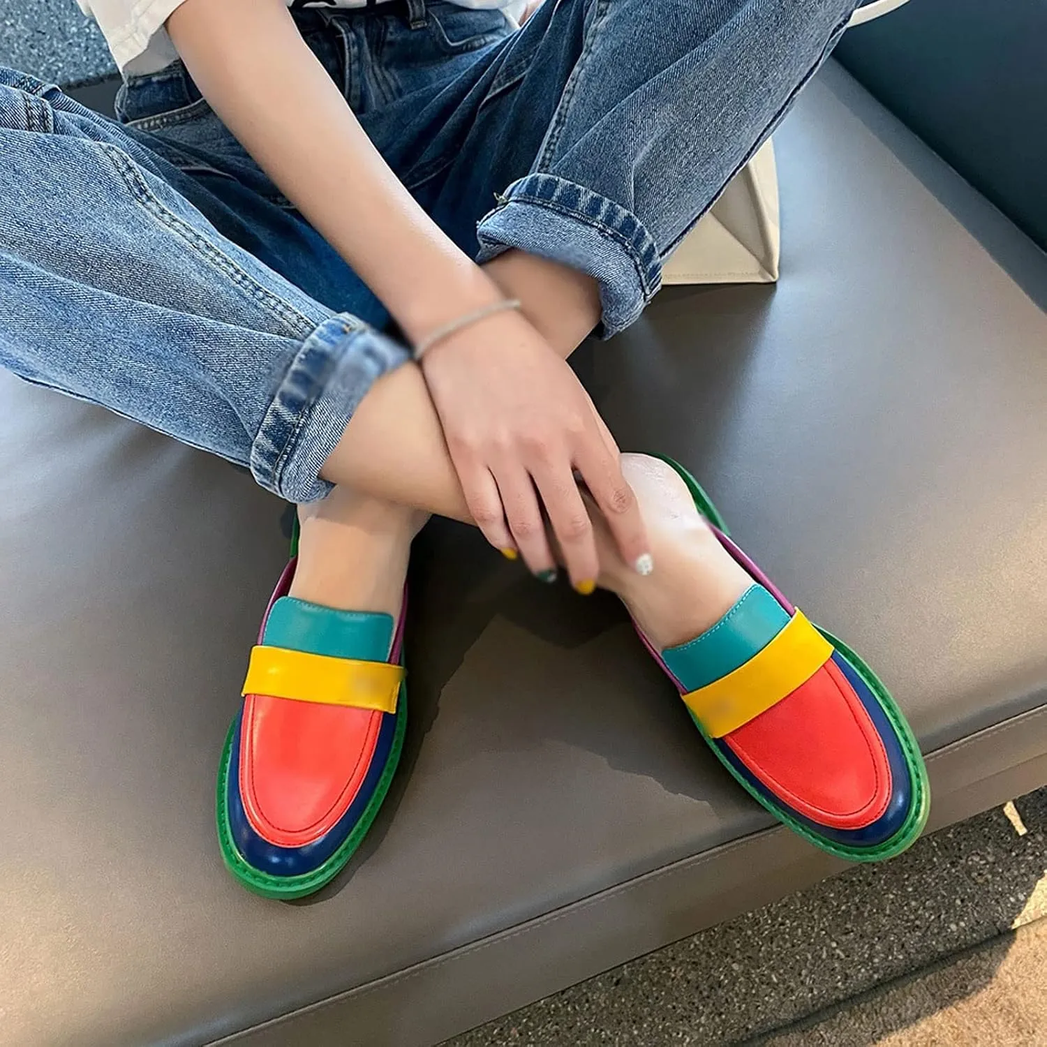 Womens Slippers Fashion Women’s Shoes Slides Casual Slip on Outside Slippers Mixed Color Flats