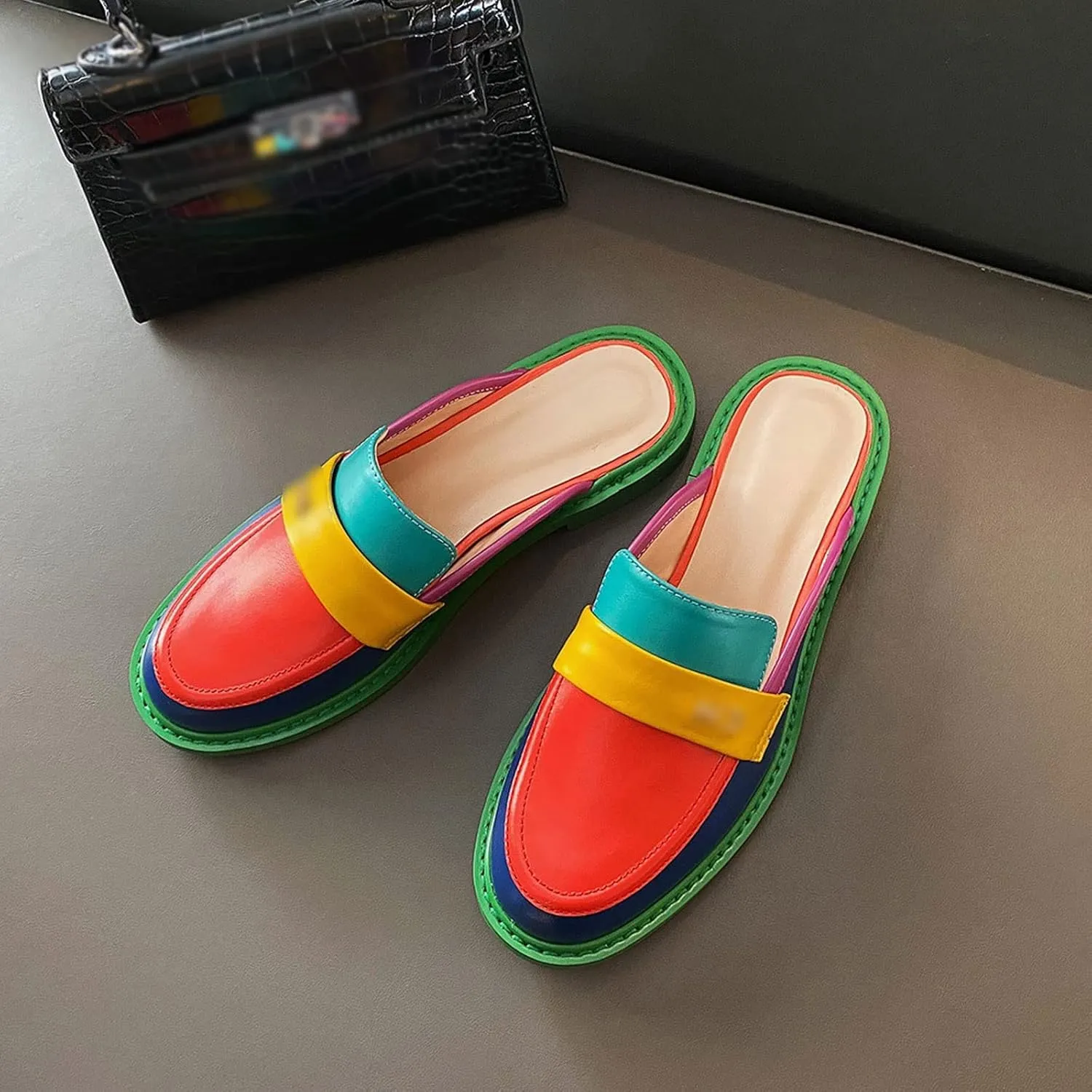 Womens Slippers Fashion Women’s Shoes Slides Casual Slip on Outside Slippers Mixed Color Flats