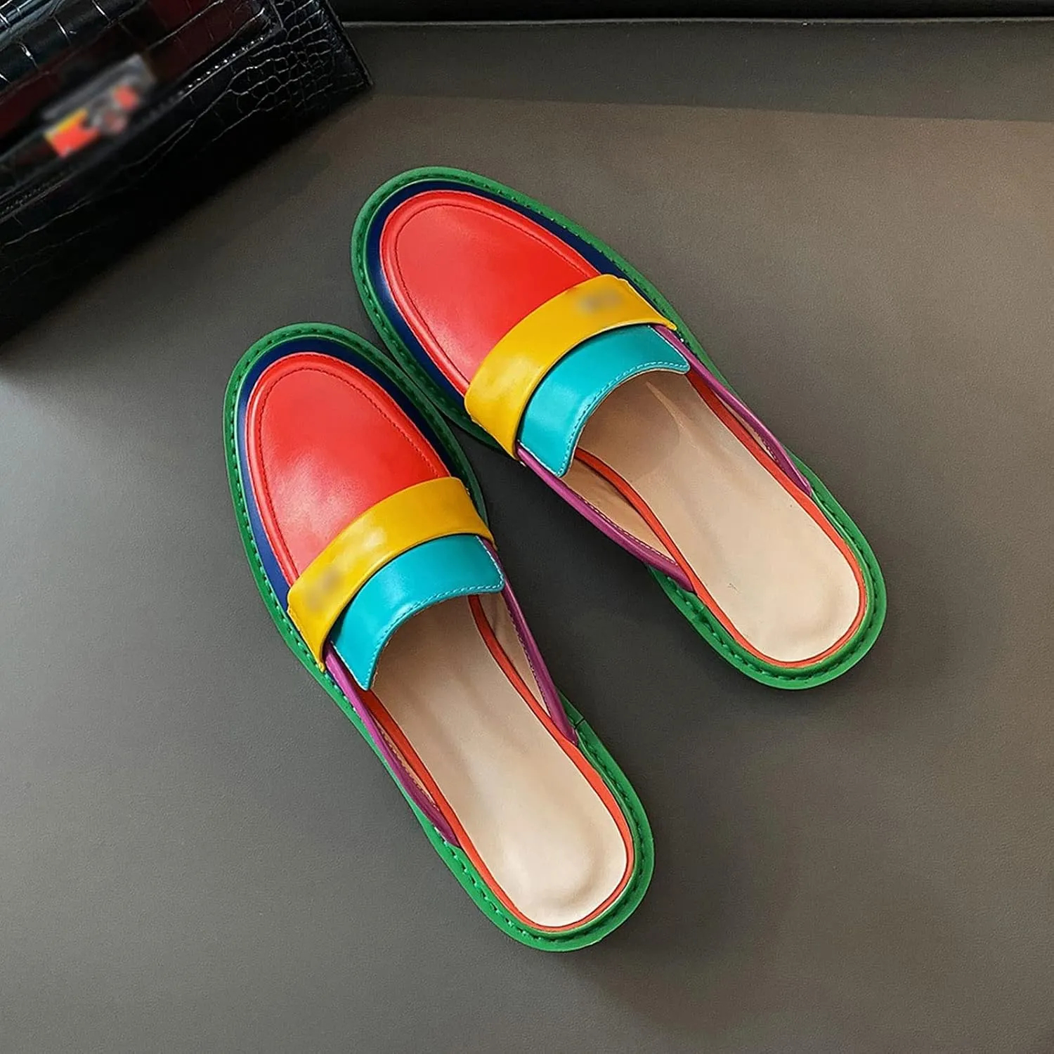 Womens Slippers Fashion Women’s Shoes Slides Casual Slip on Outside Slippers Mixed Color Flats