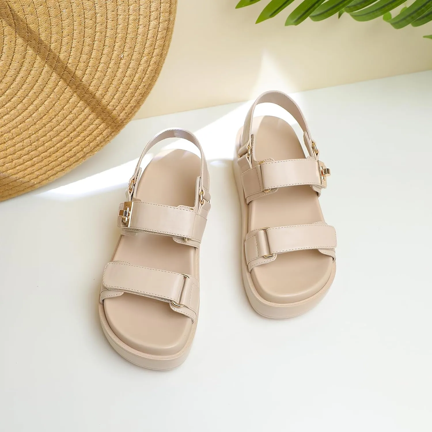 Womens Summer Sandals Casual Adjustable Arch Support Comfortable Thick Sole Flat Sandals