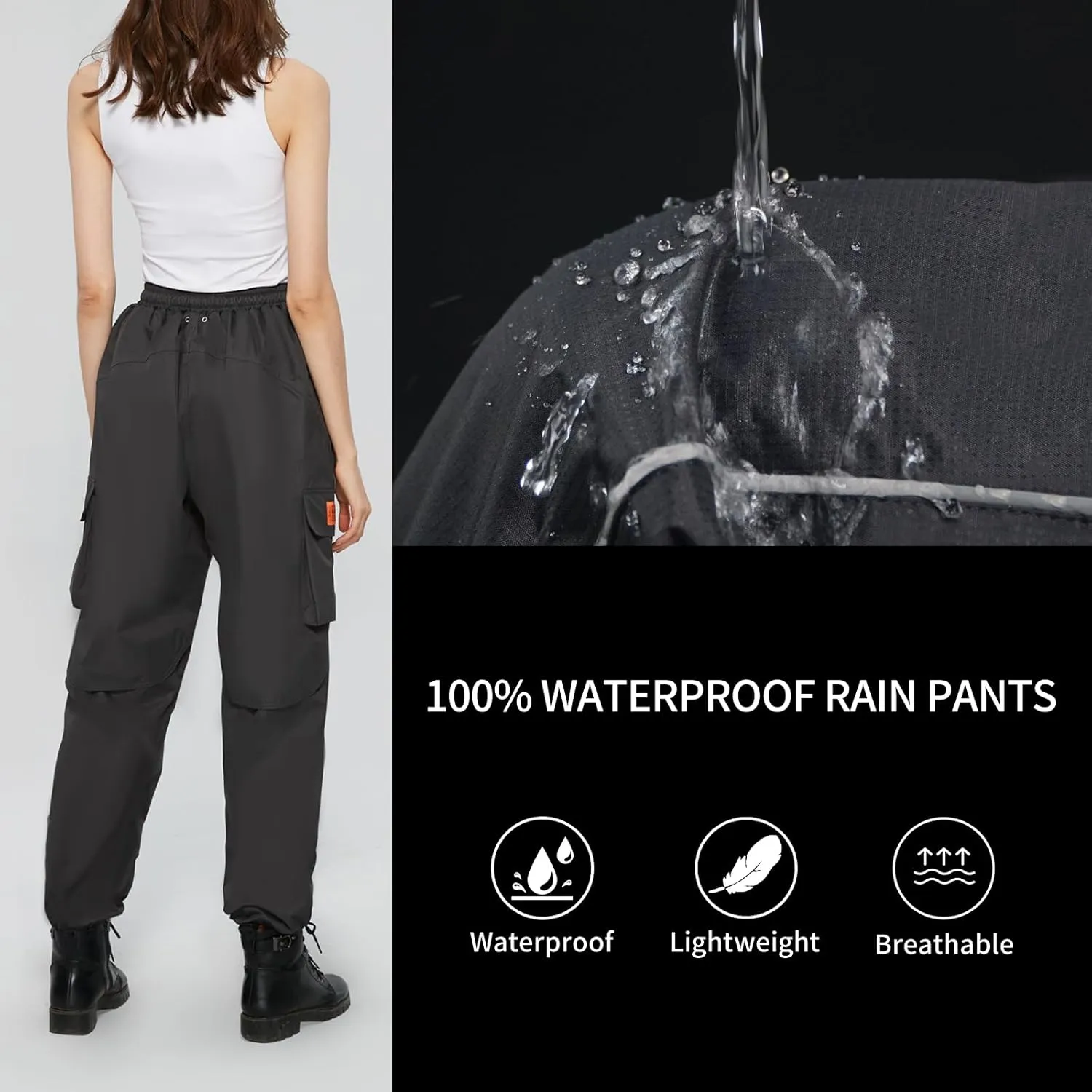 Women's Waterproof Lightweight Hiking Pants with Pocket, Beige, Size 12