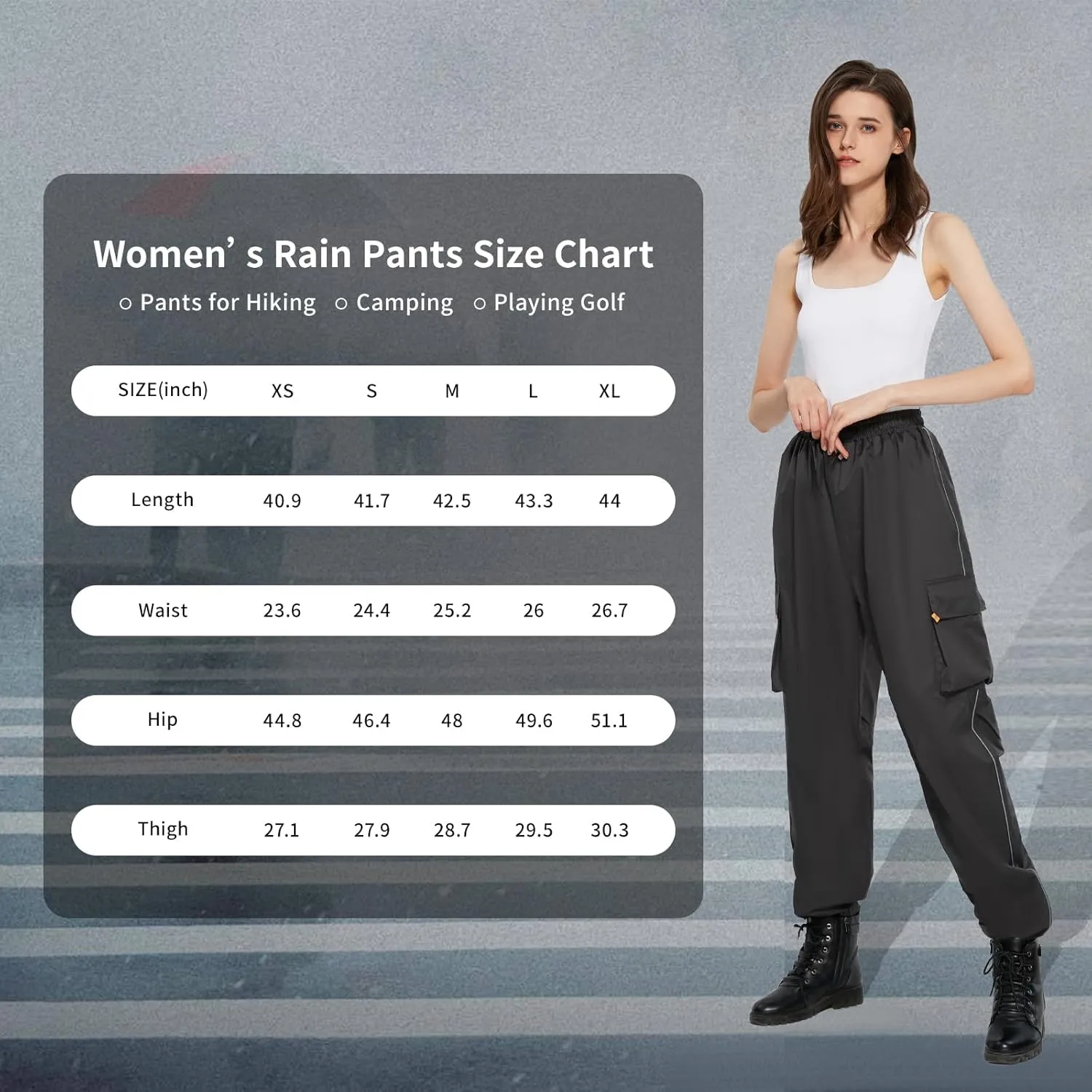 Women's Waterproof Lightweight Hiking Pants with Pocket, Beige, Size 12