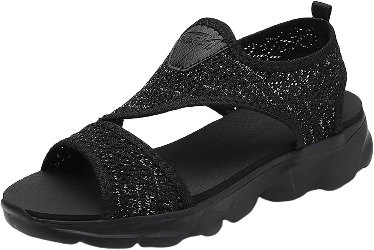 Women's Wedge Sandals, Black, Summer Shoes, Slip On Ankle Boots, Open Toe Slingback Flat Roman Flip Flops for Women, Beach Sandals