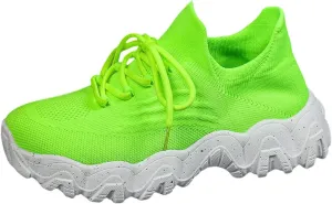 Woven Sneakers for Women Lace-up Breathable Thick Sole Walking Running Shoes Comfortable Tennis Shoes Non Slip Casual Womens Sneakers with Arch Support