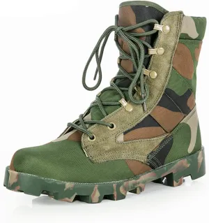 Wygwlg Summer Men's Camouflage Tactical Boots, Jungle Outdoor Lightweight High-Top Hiking Shoes -Canvas,39