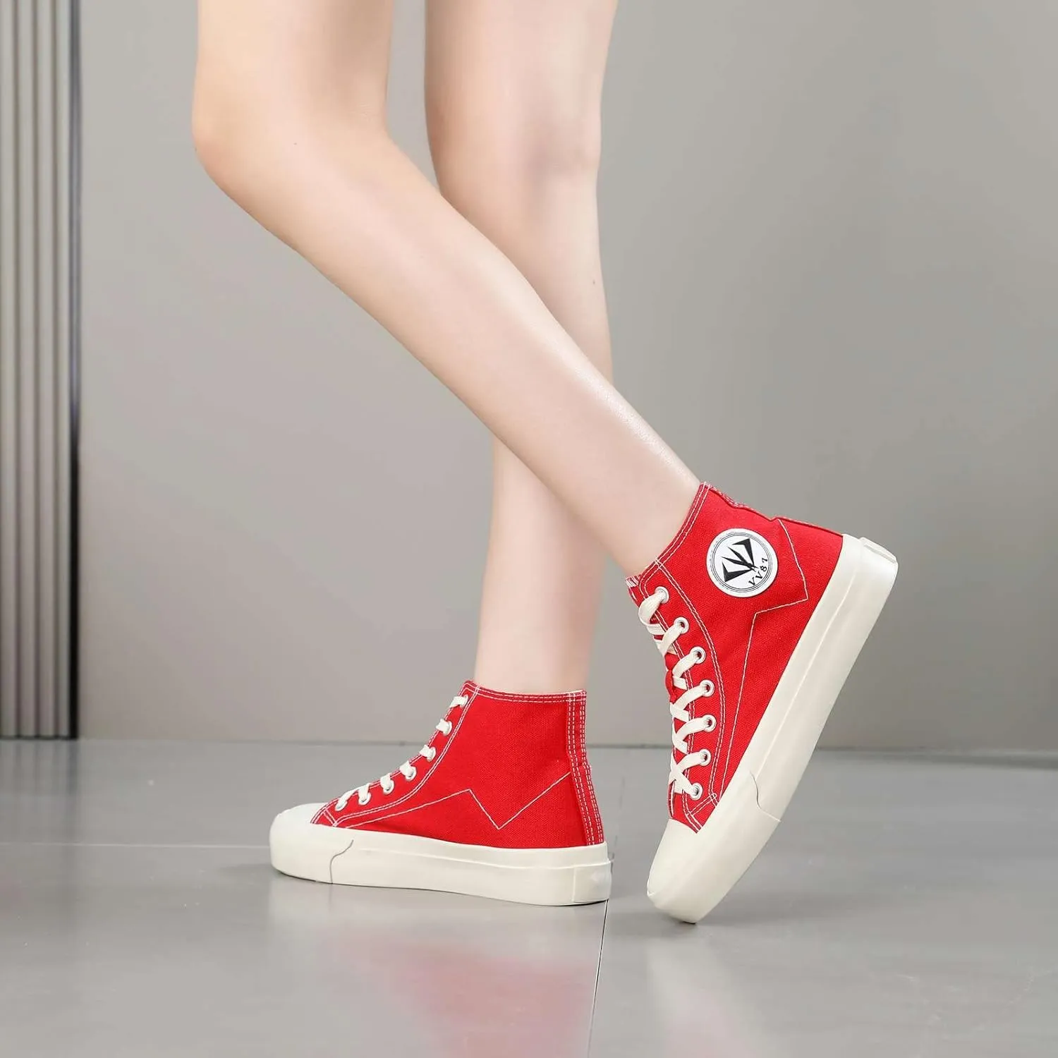 YYSPR Women’s Fashion High Top Canvas Sneakers Lace up Casual Classic Comfort Walking Shoes