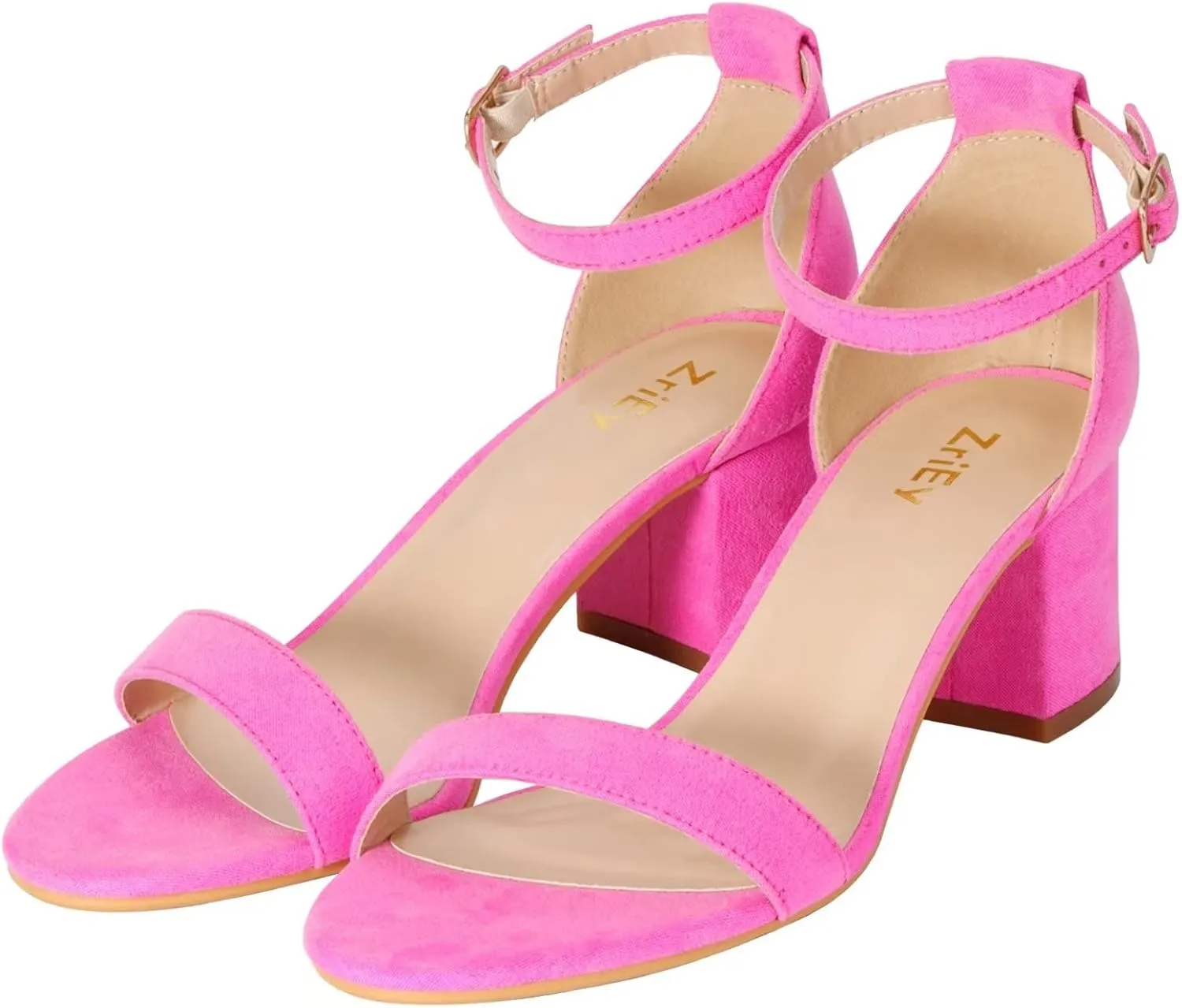 ZriEy Chunky Heels for Women Strappy Platform Sandals Open Toe Heeled Sandals Ankle Strap Adjustable Buckle Lucite Chunky High Heel Shoes