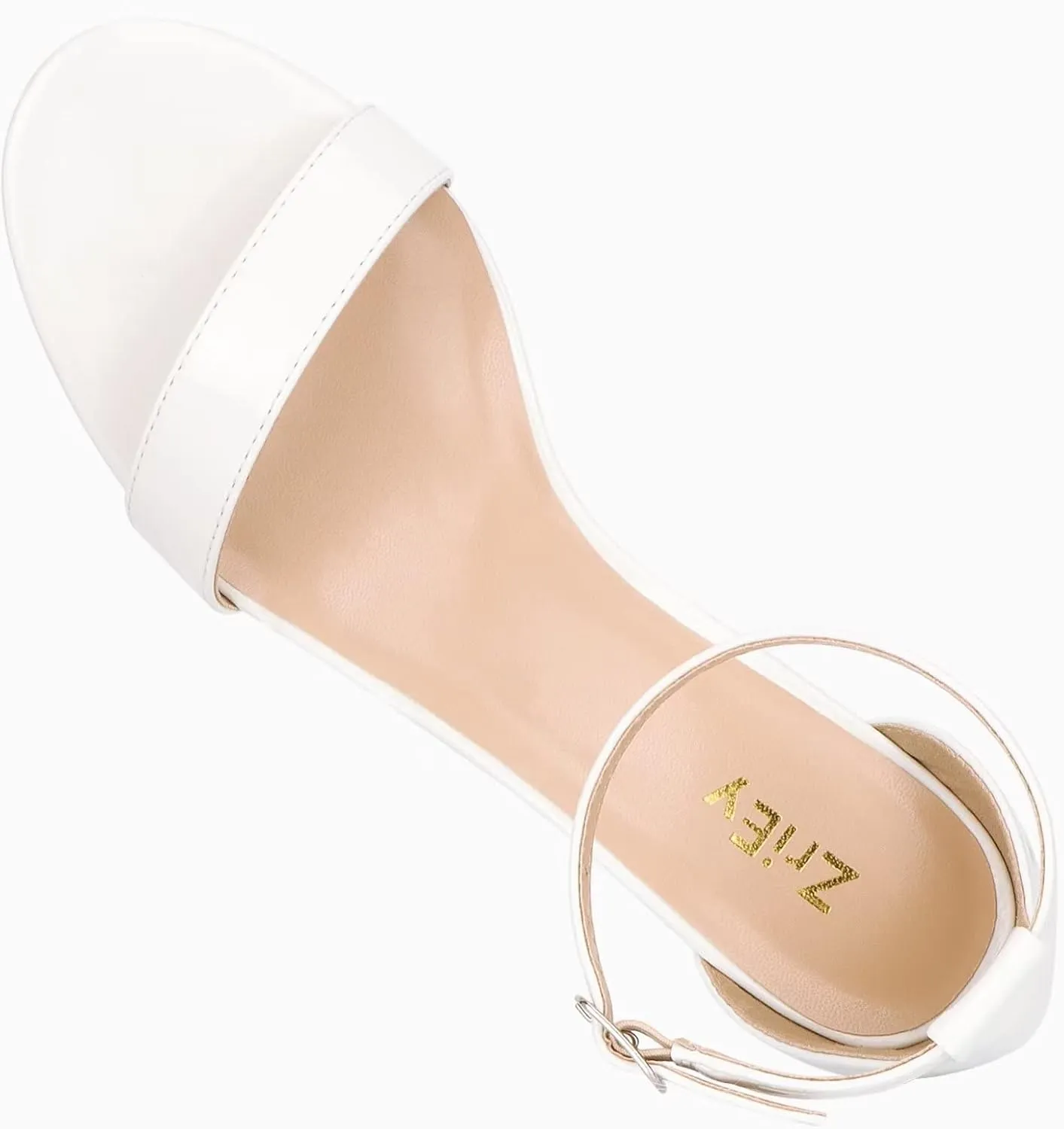 ZriEy Chunky Heels for Women Strappy Platform Sandals Open Toe Heeled Sandals Ankle Strap Adjustable Buckle Lucite Chunky High Heel Shoes