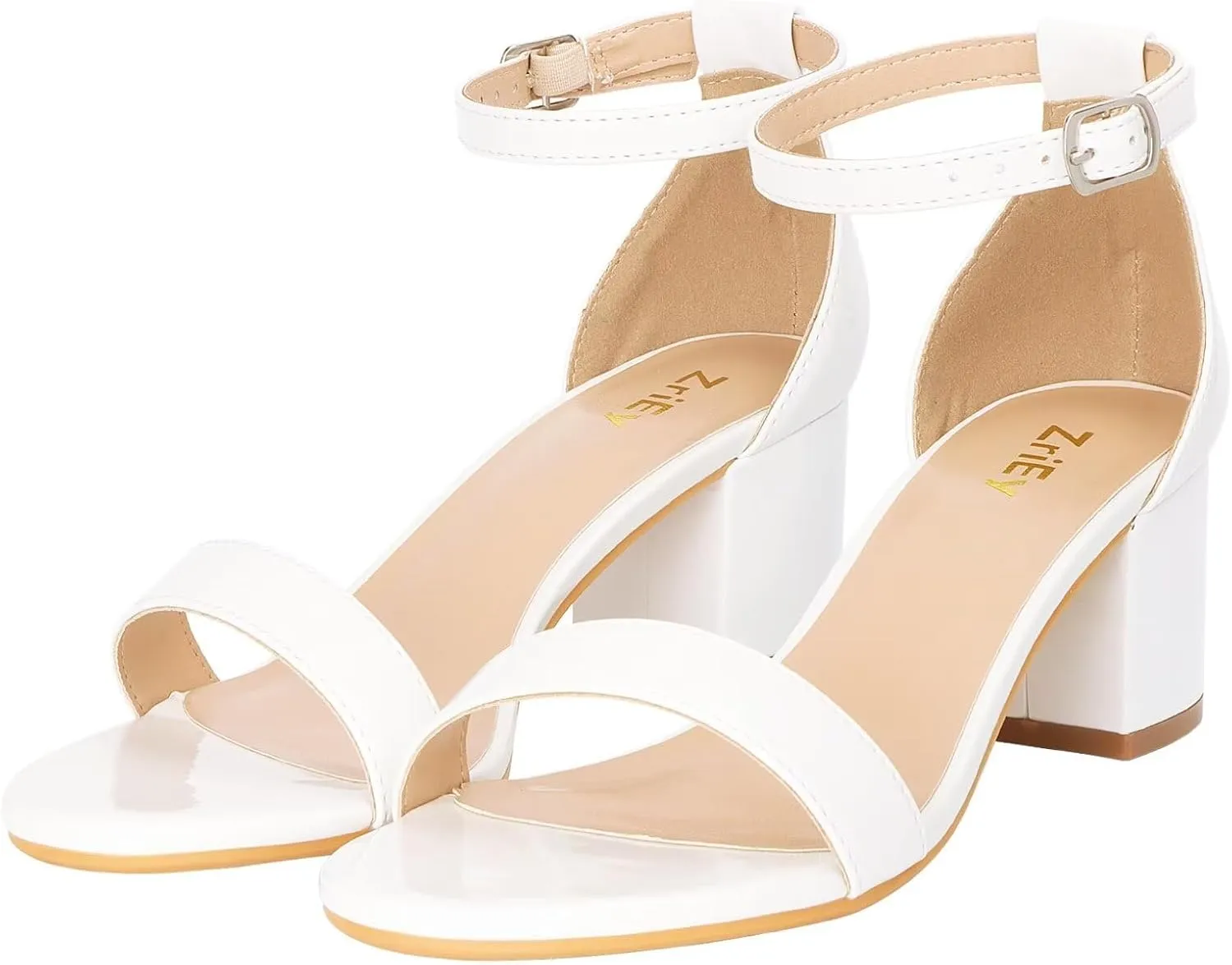 ZriEy Chunky Heels for Women Strappy Platform Sandals Open Toe Heeled Sandals Ankle Strap Adjustable Buckle Lucite Chunky High Heel Shoes