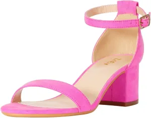 ZriEy Chunky Heels for Women Strappy Platform Sandals Open Toe Heeled Sandals Ankle Strap Adjustable Buckle Lucite Chunky High Heel Shoes