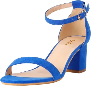 ZriEy Chunky Heels for Women Strappy Platform Sandals Open Toe Heeled Sandals Ankle Strap Adjustable Buckle Lucite Chunky High Heel Shoes