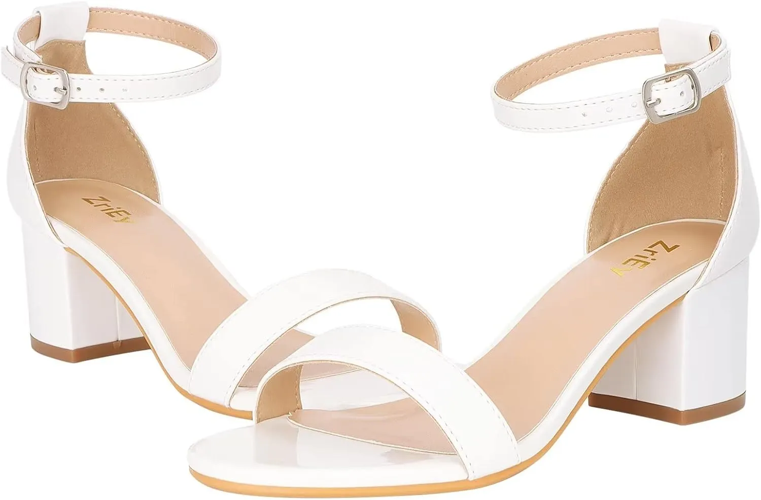 ZriEy Chunky Heels for Women Strappy Platform Sandals Open Toe Heeled Sandals Ankle Strap Adjustable Buckle Lucite Chunky High Heel Shoes