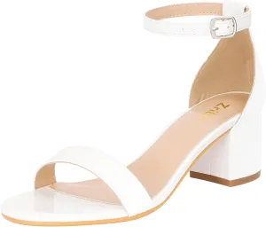 ZriEy Chunky Heels for Women Strappy Platform Sandals Open Toe Heeled Sandals Ankle Strap Adjustable Buckle Lucite Chunky High Heel Shoes