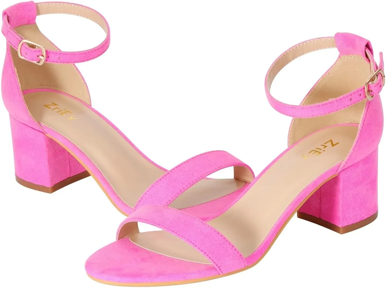 ZriEy Chunky Heels for Women Strappy Platform Sandals Open Toe Heeled Sandals Ankle Strap Adjustable Buckle Lucite Chunky High Heel Shoes