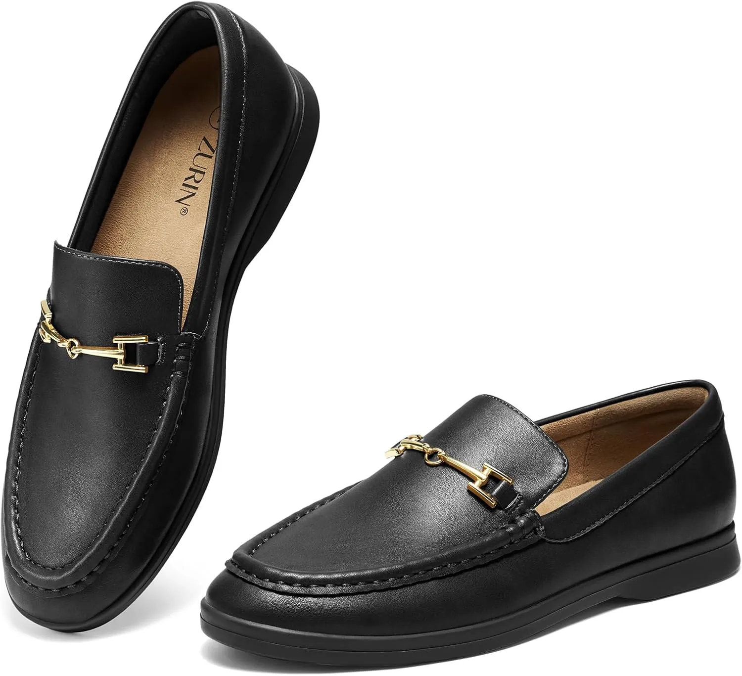 ZURIN Women's Loafers Leather Penny Loafers Comfortable Flats Shoes for Women Casual Dressy Shoes Business Work Driving